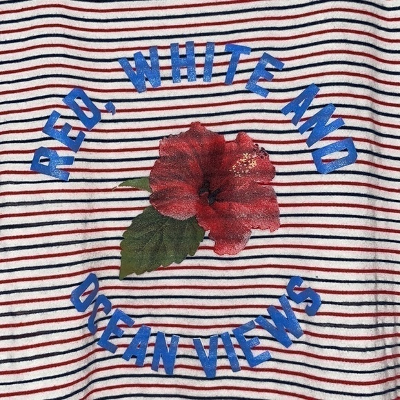 🦊💋 Wildfox Red White and Ocean Views Stripe Tee - Picture 4 of 11